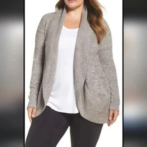 Barefoot Dreams CozyChic Lite Circle Cardigan Cocoa Pearl Heather Sweater